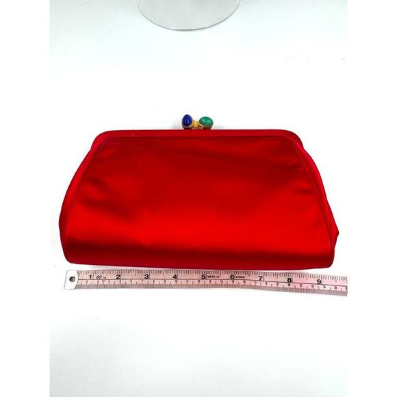 Fendi Vintage Red Silk Satin Pasta Clutch with Cord Strap CoA Authentic - Picture 8 of 9